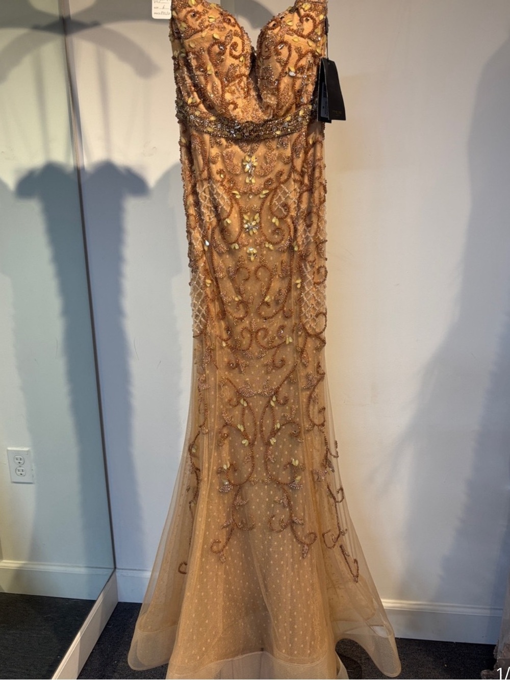 Terani Couture 0784 Mocha Beaded Gown